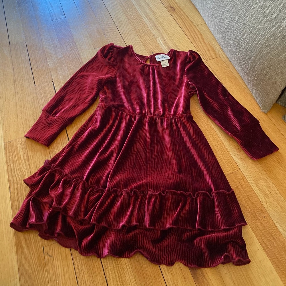 Rare Editions Velvet Burgundy Dress